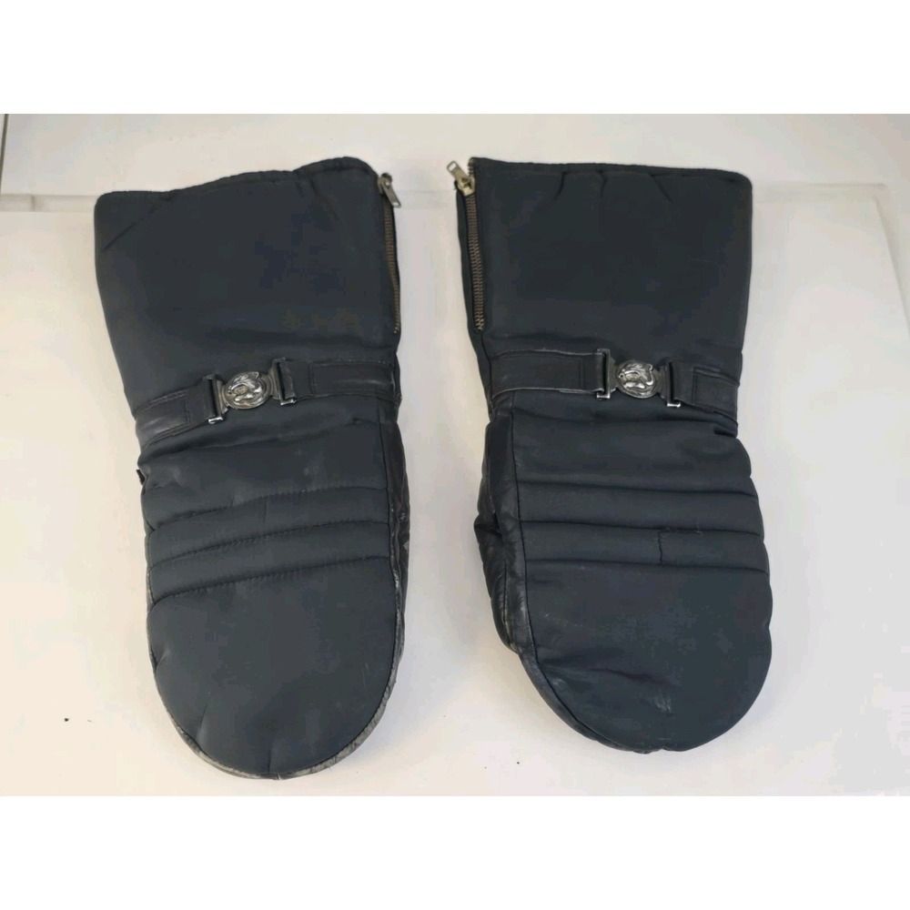 Vintage Arctic Cat Snowmobile Mitten Leather Nylon Gloves Zipper Mens Size M